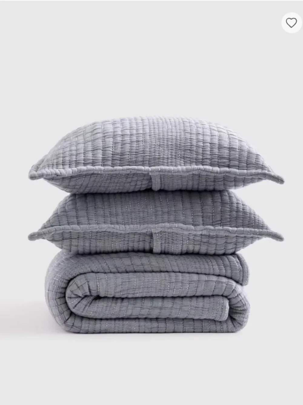 NWT Quince Organic Cotton Channel Stitch Coverlet Set – Blue??? – King/Cal King